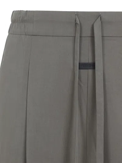 Fear Of God Premium Lyocell-cotton Blend Trousers With Adjustable Waistband In Gray