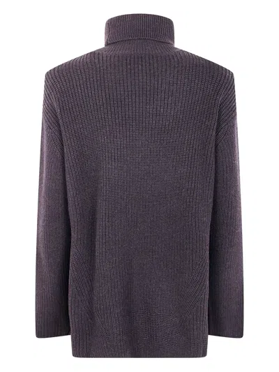 P.a.r.o.s.h Medium Knit Wool Sweater With Floral Embellishments In Gray