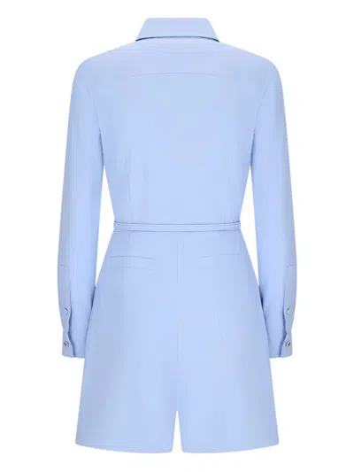 Gucci Cotton Jumpsuit With Pockets In Light Blue