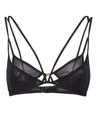 Dsquared2 Sheer Fabric Strappy Triangle Cups Bra In Black