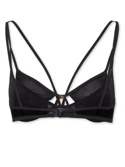 Dsquared2 Sheer Fabric Strappy Triangle Cups Bra In Black