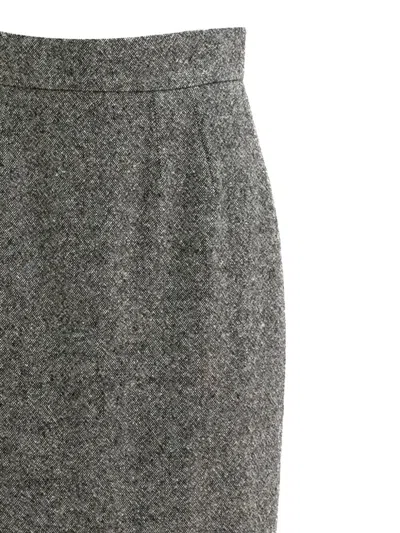 Dolce & Gabbana Dotted Wool Skirt In Gray