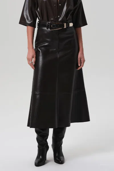 Citizen Of Humanity Cassia Leather Skirt In Chocolate Dark Brown