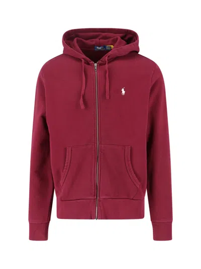 Polo Ralph Lauren Logo Zip Sweatshirt In Red