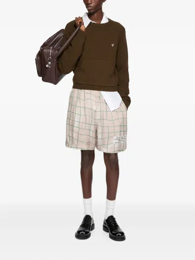 Acne Studios Check-pattern Shorts In Neutral