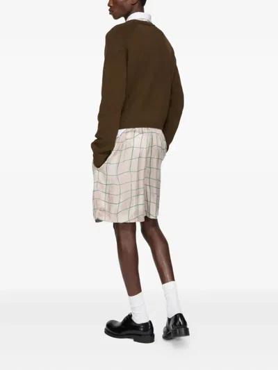 Acne Studios Check-pattern Shorts In Neutral