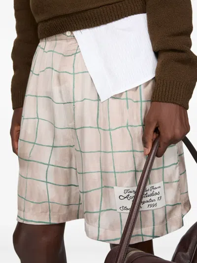Acne Studios Check-pattern Shorts In Neutral