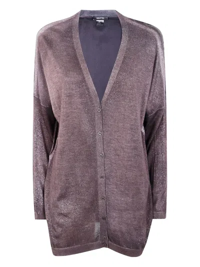 Avant Toi V-neck Lurex Cardigan In Burgundy