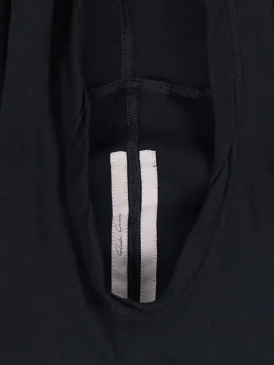 Rick Owens Hooded Top With Short Sleeves And Sheer Fabric In Black