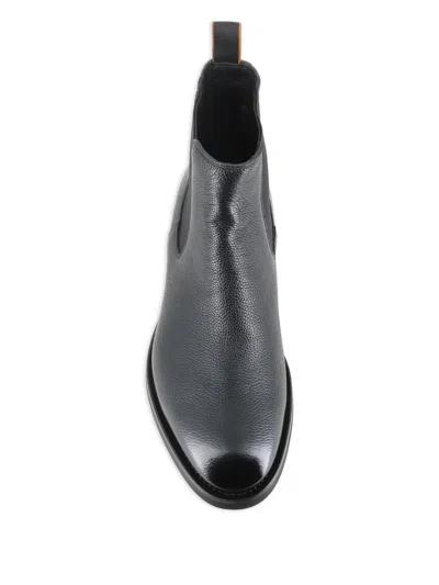 Santoni Elastic-panel Leather Boots In Black
