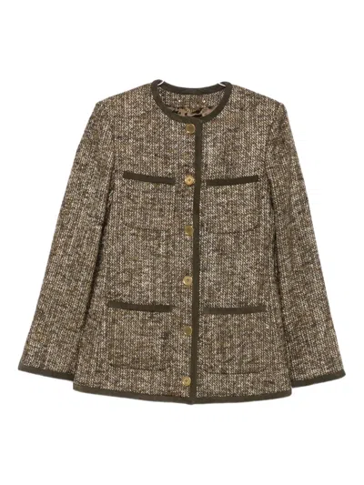 Golden Goose Coffee-colored Wool Tweed Jacket In Brown