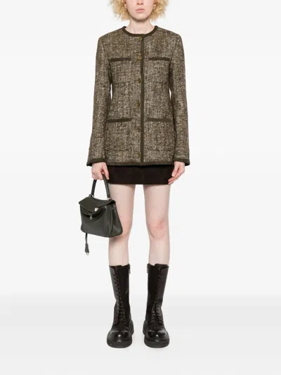 Golden Goose Coffee-colored Wool Tweed Jacket In Brown