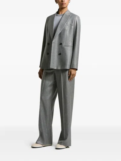 Peserico Stripe-pattern Trousers In Gray