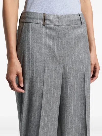 Peserico Stripe-pattern Trousers In Gray