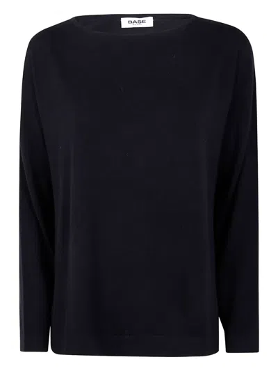 Base Extrafine Merino Wool Stretch Boatneck In Blue
