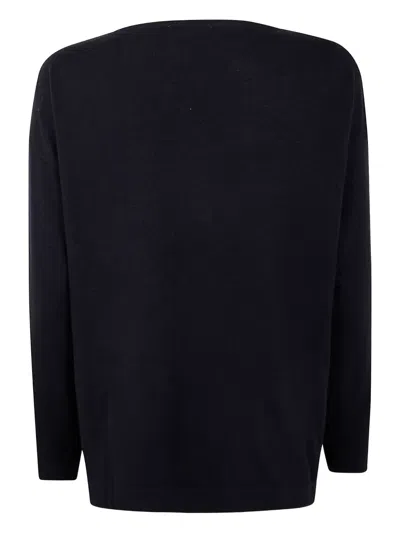 Base Extrafine Merino Wool Stretch Boatneck In Blue