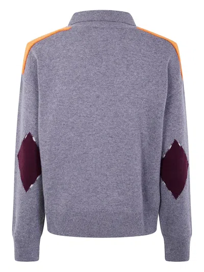 Mrz Argyle-panel Wool Sweater In Gray