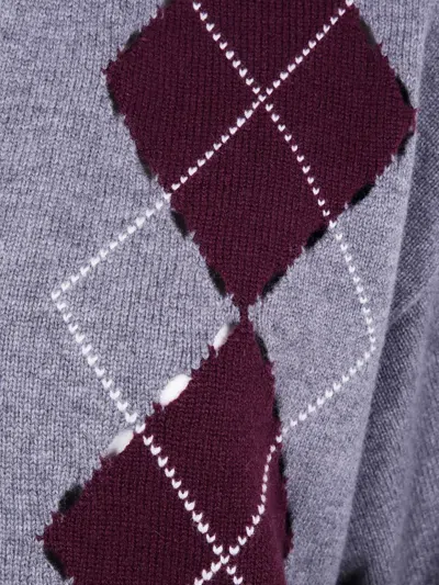 Mrz Argyle-panel Wool Sweater In Gray
