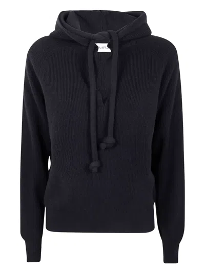 Mrz Ribbed Wool Hoodie In Black