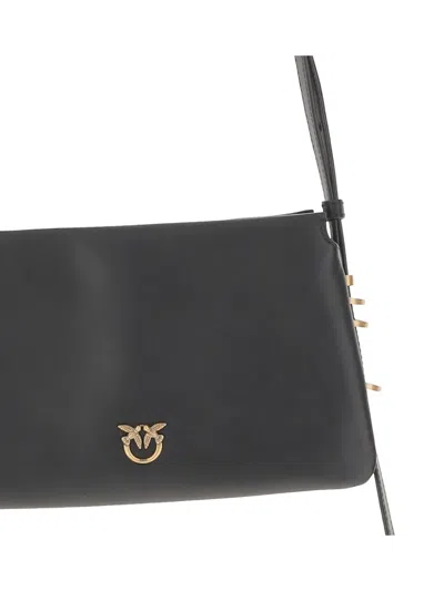 Pinko Leather Mini Baguette Bag In Black