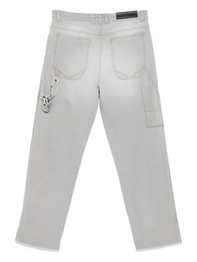 Darkpark John Chain Adorned Worker Jeans In Gray