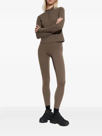 Rethinkit Studios High-neck Half-zip Top In Brown