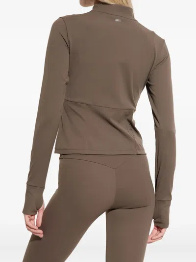 Rethinkit Studios High-neck Half-zip Top In Brown