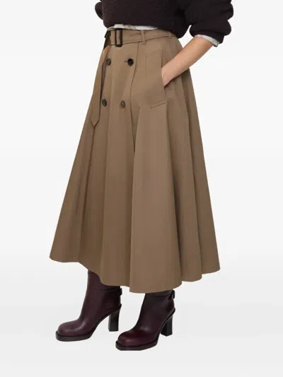 Burberry "brenda" Midi Skirt In Brown