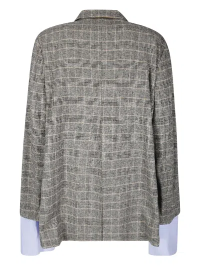 Jejia Classic Checkered Blazer With Removable Contrast Cuffs In Gray