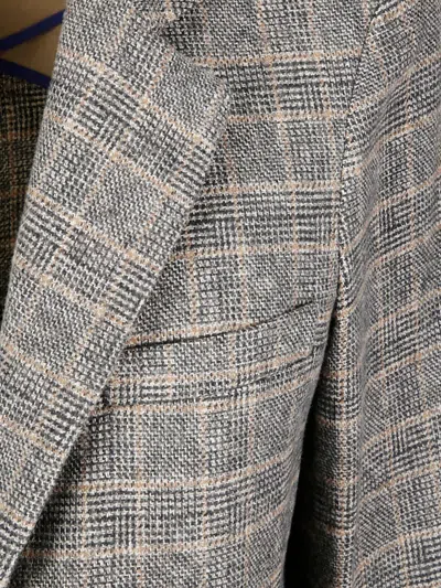 Jejia Classic Checkered Blazer With Removable Contrast Cuffs In Gray