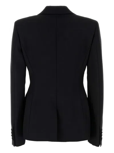 Moschino Tailored Wool Blazer Featuring Structured Shoulders In Black