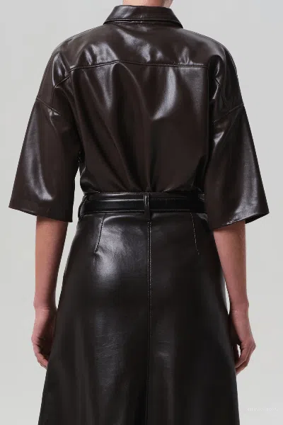 Citizen Of Humanity Frances Cropped Cape Button Up In Chocolate In Burgundy