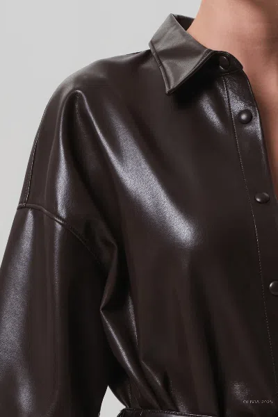 Citizen Of Humanity Frances Cropped Cape Button Up In Chocolate In Burgundy