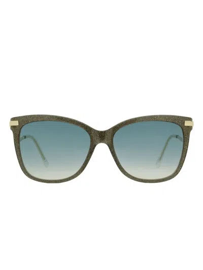Jimmy Choo Steff Glitter-effect Sunglasses In Green