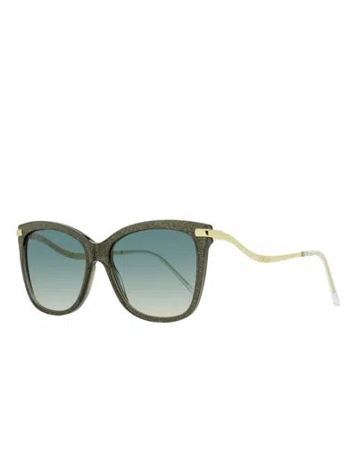 Jimmy Choo Steff Glitter-effect Sunglasses In Green