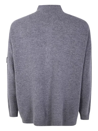Aion Button-placket Patch-pocket Sweater In Gray