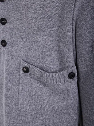 Aion Button-placket Patch-pocket Sweater In Gray