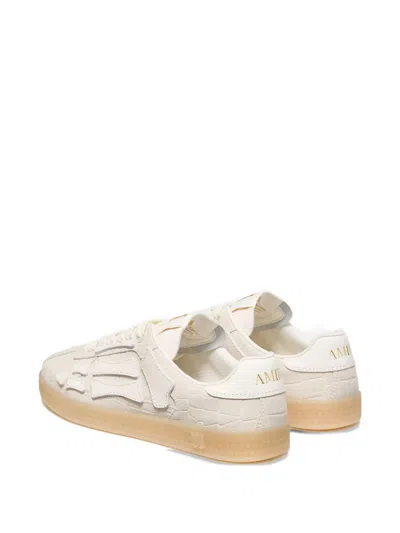 Amiri Pacific Bones Crocodile-effect Suede Sneakers In Neutral