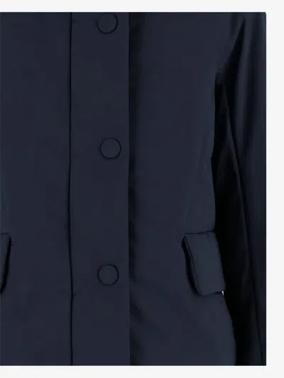 Aspesi Cotton Blend Jacket With High Collar And Flap Pockets In Blue