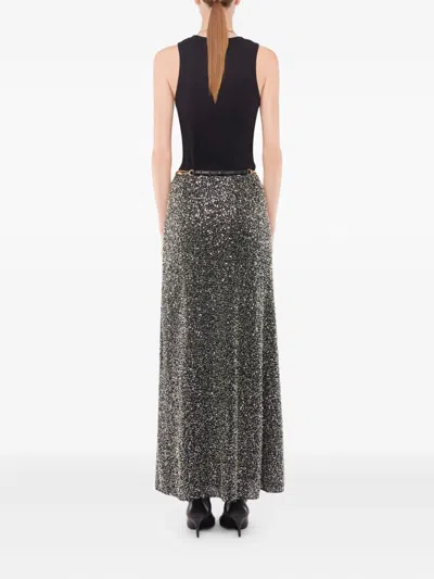 Rabanne Fitted Ribbed Tank Top With Metallic Logo Detail In Black