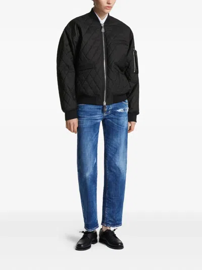 Dsquared2 Quilted Bomber Jacket In Black