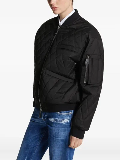 Dsquared2 Quilted Bomber Jacket In Black