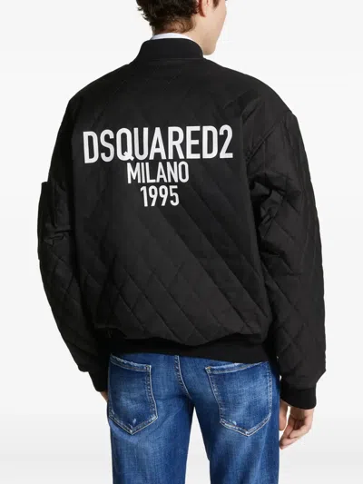 Dsquared2 Quilted Bomber Jacket In Black