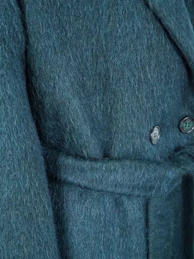 Twinset Belted Double-breasted Coat In Green