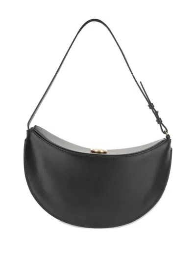 Jacquemus Small Oval Calfskin Leather Shoulder Bag In Black
