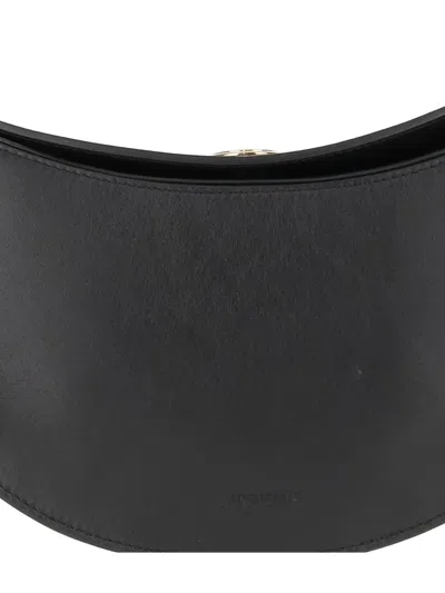 Jacquemus Small Oval Calfskin Leather Shoulder Bag In Black