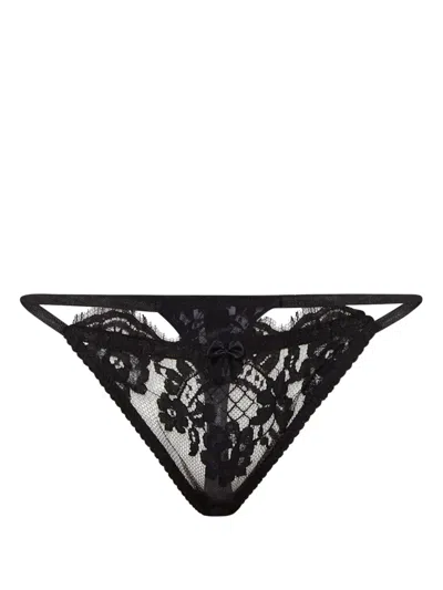 Dsquared2 Lace Thong Featuring Bow Accent In Black