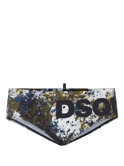 Dsquared2 Paint Splatter-print Swimming Trunks In Multi