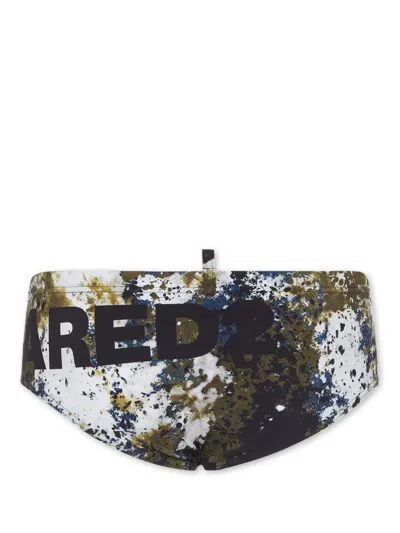 Dsquared2 Paint Splatter-print Swimming Trunks In Multi