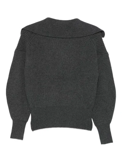 Joseph Light Cardigan Stitch Open Neck Jumper In Gray